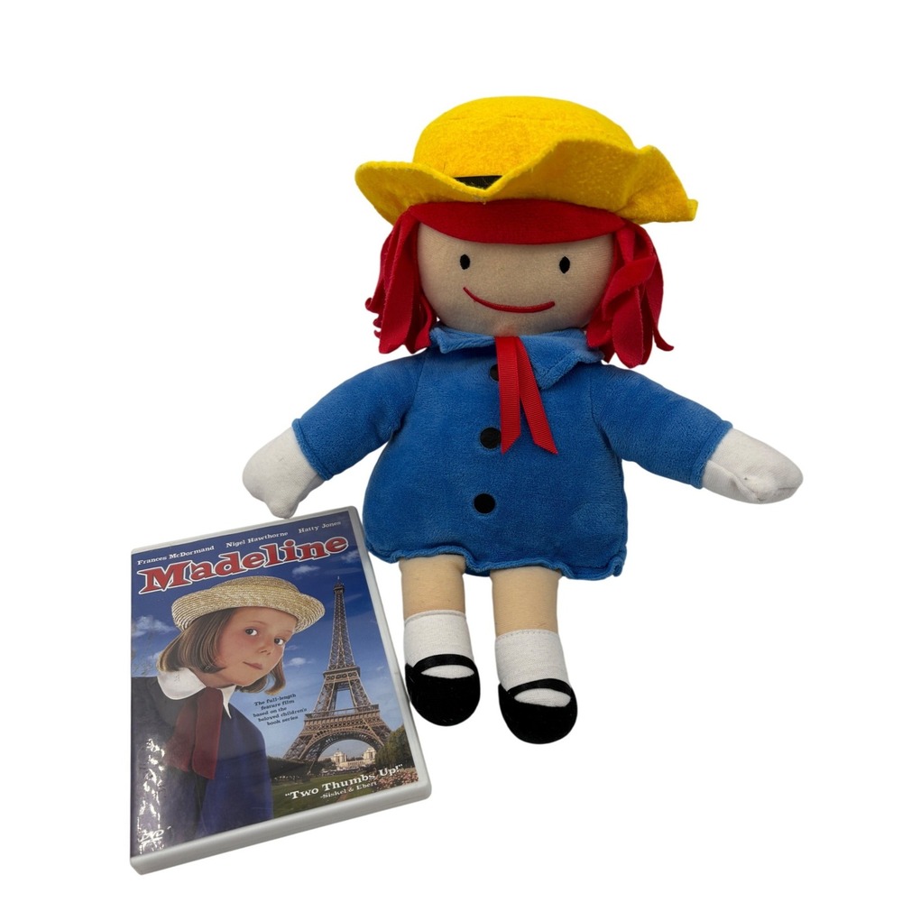 Madeline 13" Plush Doll & DVD Classic Book Character Toy Paris France EUC